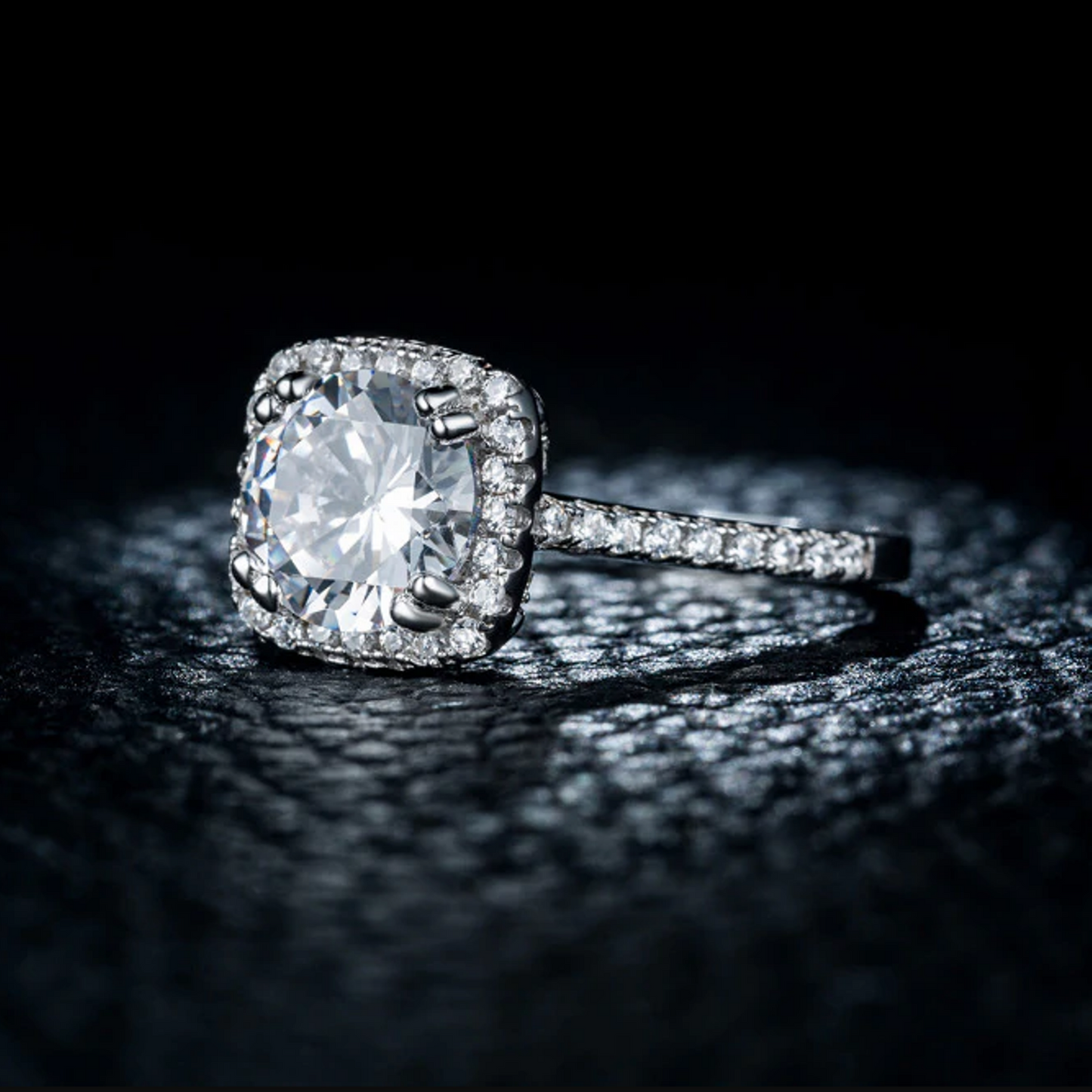 2.50 CT Round Cut Diamond Halo Wedding Ring 14K White Gold Over On 925 Sterling Silver