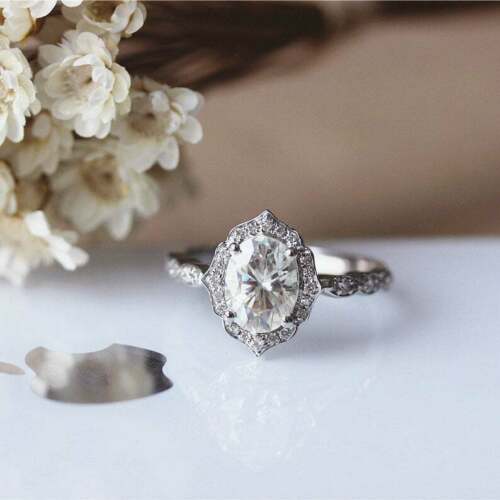 2.25 Ct Oval Cut White Topaz White Gold Over On 925 Sterling Silver Engagement Ring