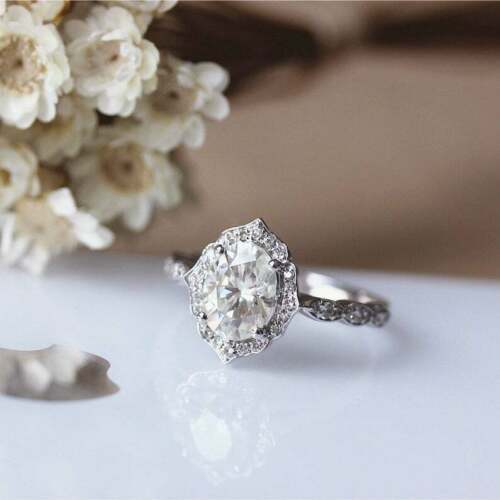 2.25 Ct Oval Cut White Topaz White Gold Over On 925 Sterling Silver Engagement Ring