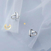 Cute Heart Stud Earrings In White Gold Over On 925 Sterling Silver Gift For Her