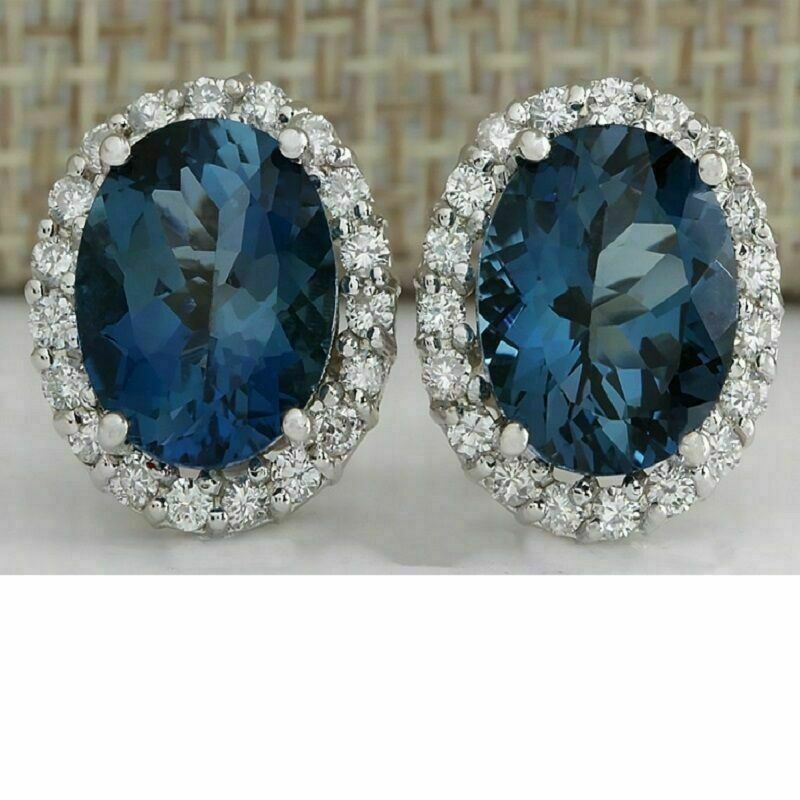 3 CT Oval Cut London Blue Topaz 925 Sterling Silver Halo Engagement Wedding Ring
