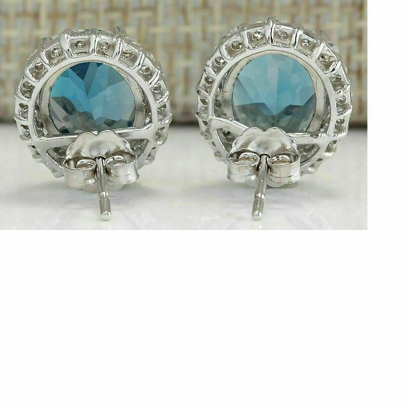 3 CT Oval Cut London Blue Topaz 925 Sterling Silver Halo Engagement Wedding Ring