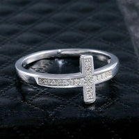 0.50 Ct Round Cut VVS1/Diamond 925 Sterling Silver Jesus Cross Ring