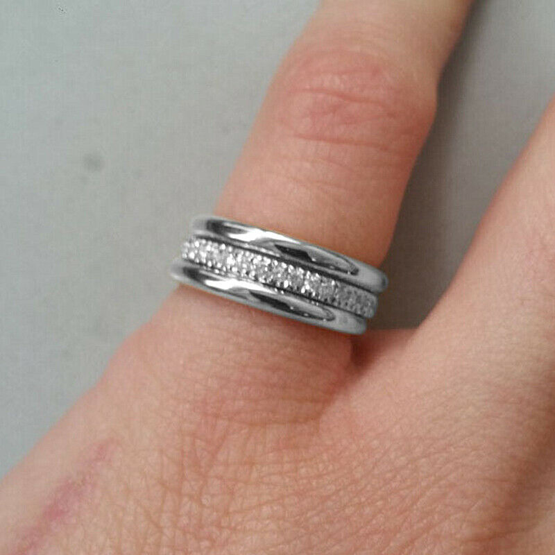 0.50 Ct Round Cut Diamond Real 925 Sterling Silver Engagement Wedding Band Ring