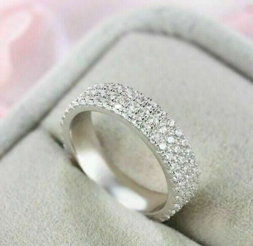 1.20 Ct Brilliant Cut Diamond 925 Sterling Silver Engagement Wedding Full Eternity Band Ring