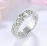 1.20 Ct Brilliant Cut Diamond 925 Sterling Silver Engagement Wedding Full Eternity Band Ring