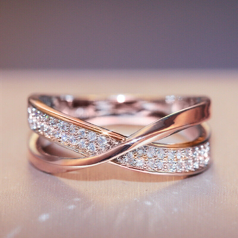 CT Round Cut White CZ Rose Gold Over On 925 Sterling Silver Gorgeous  Infinity Engagement Ring