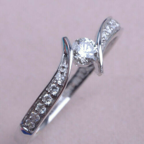 1 Ct Round Cut Diamond 925 Sterling Silver Solitaire W/Accents Bypass Promise Ring