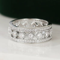 0.75 CT Round Cut Diamond 925 Sterling Silver Gorgeous Eternity Wedding Band Ring