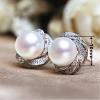0.25 CT Round Cut Diamond & White Pearl Gorgeous 925 Sterling Silver Stud Earrings For Her