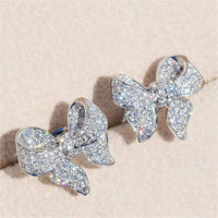 0.50 Ct Round Cut White Diamond 925 Sterling Silver Gorgeous Butterfly Knot Stud Earrings