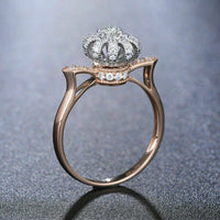 0.75 Ct Round Cut Diamond Two Tone 925 Sterling Silver Queen Crown Ring For Her