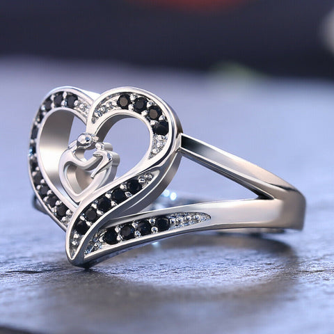 DJ - Real Love Double Layer Heart shape ring for girls & Woman Adjustable  party wear ring Stainless Steel Gold Plated Ring