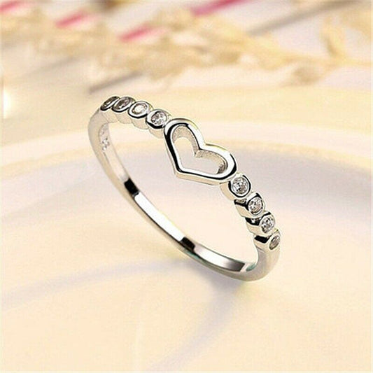 925 Sterling Silver 0.25 Ct Round Cut Diamond Heart Promise/Proposal Ring