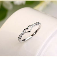 925 Sterling Silver 0.25 Ct Round Cut Diamond Heart Promise/Proposal Ring