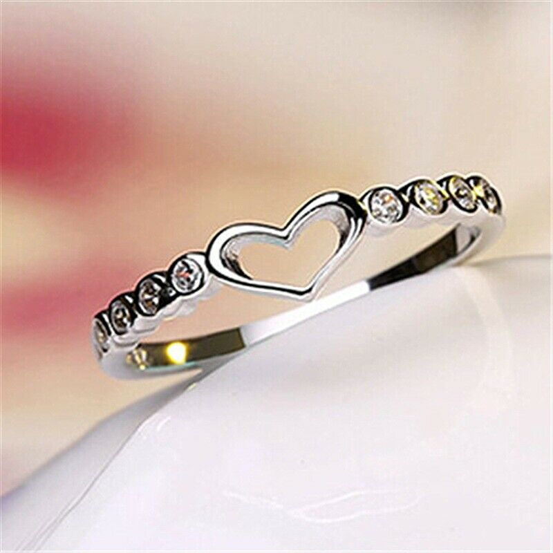 925 Sterling Silver 0.25 Ct Round Cut Diamond Heart Promise/Proposal Ring