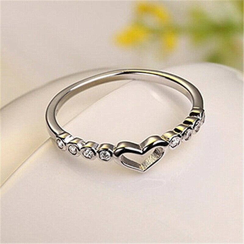 925 Sterling Silver 0.25 Ct Round Cut Diamond Heart Promise/Proposal Ring