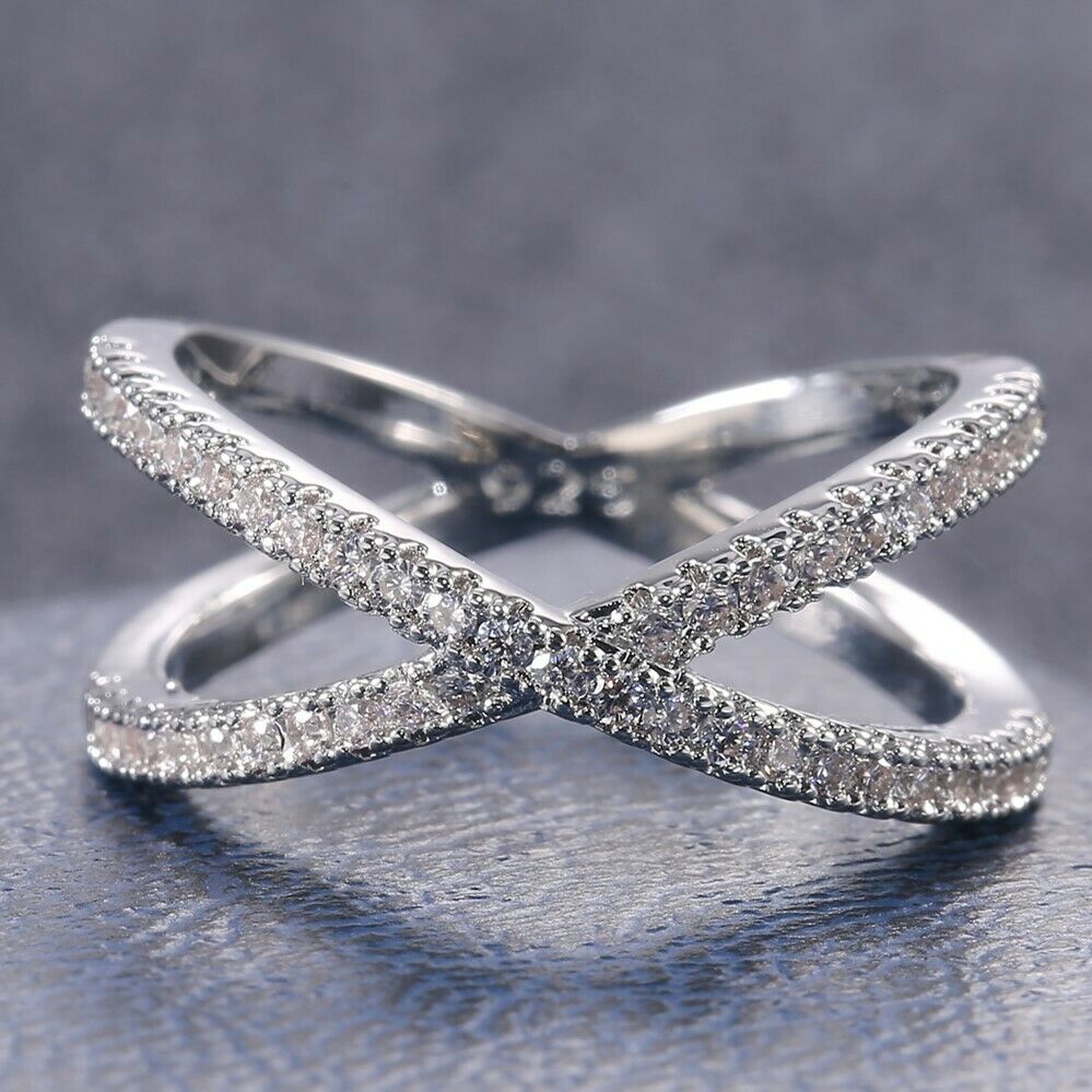 925 Sterling Silver 0.75 Ct Round Cut Diamond Infinity Promise/Engagement Ring
