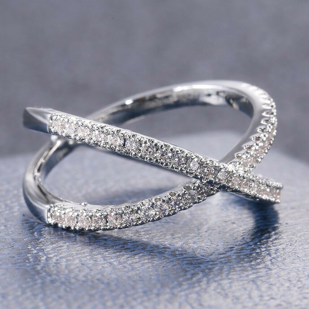 925 Sterling Silver 0.75 Ct Round Cut Diamond Infinity Promise/Engagement Ring