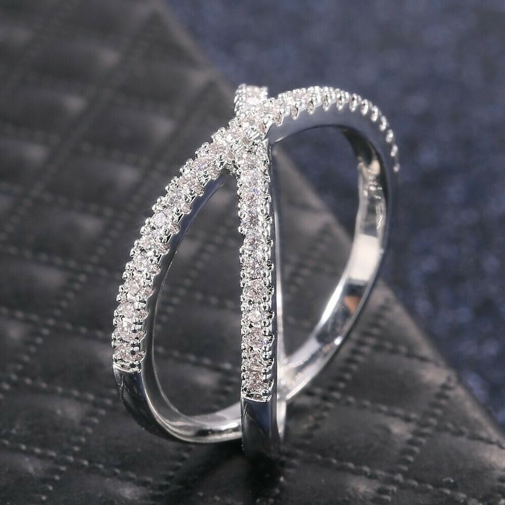 925 Sterling Silver 0.75 Ct Round Cut Diamond Infinity Promise/Engagement Ring