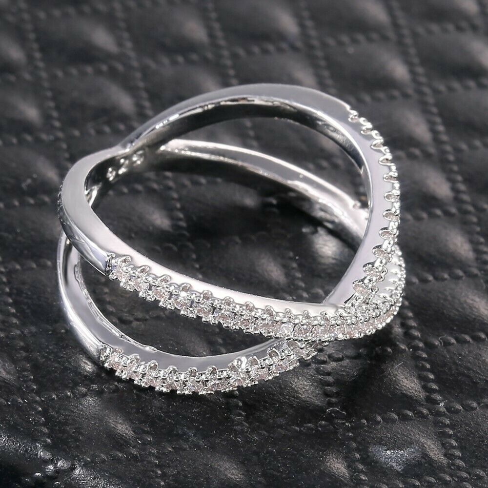 925 Sterling Silver 0.75 Ct Round Cut Diamond Infinity Promise/Engagement Ring