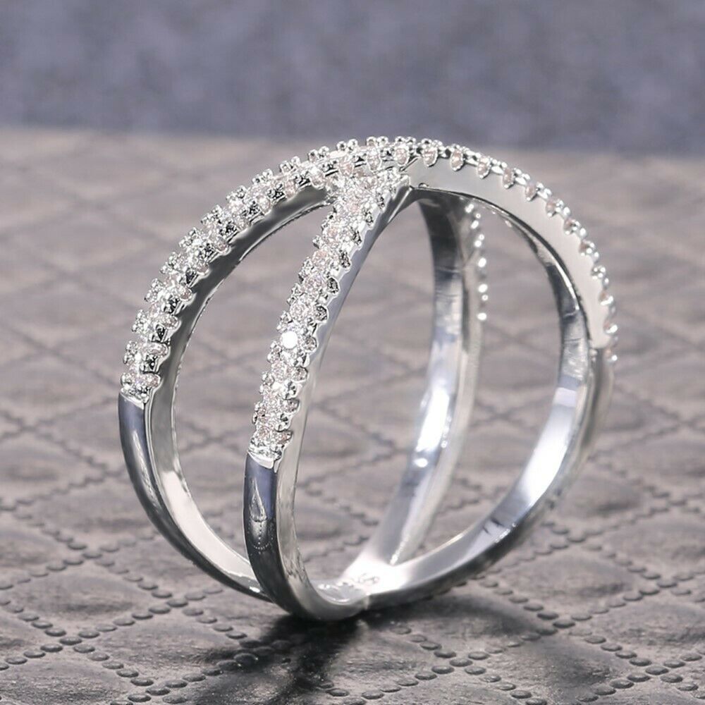 925 Sterling Silver 0.75 Ct Round Cut Diamond Infinity Promise/Engagement Ring