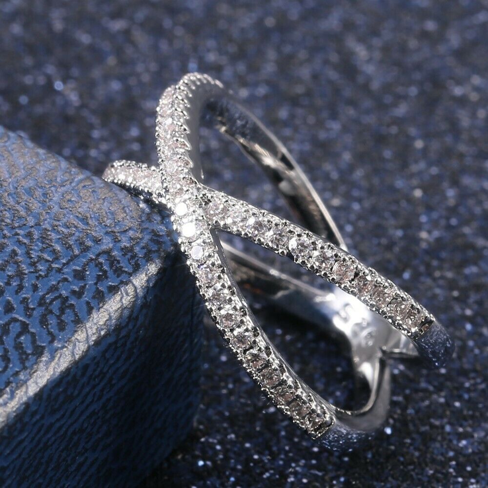 925 Sterling Silver 0.75 Ct Round Cut Diamond Infinity Promise/Engagement Ring