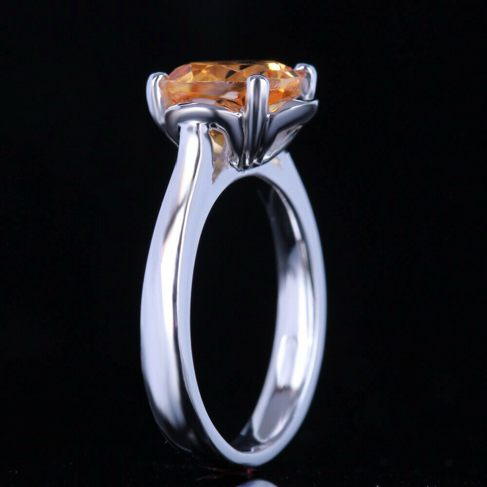 1 Ct Round Cut Citrin 925 Sterling Silver November Birthstone Solitaire Ring For Her