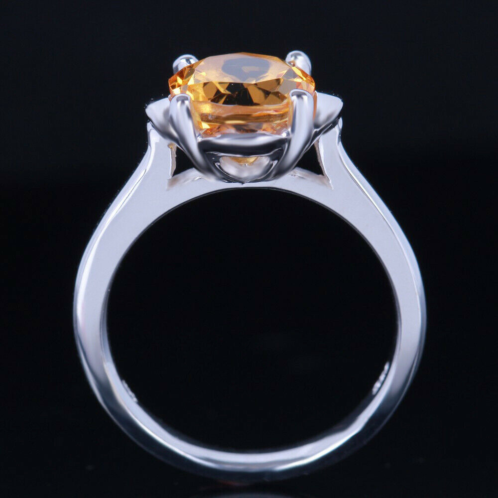 1 Ct Round Cut Citrin 925 Sterling Silver November Birthstone Solitaire Ring For Her