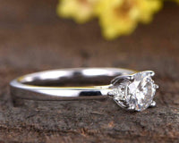 1.50 Ct Round Cut 925 Sterling Silver Three-Stone Engagement Wedding Ring