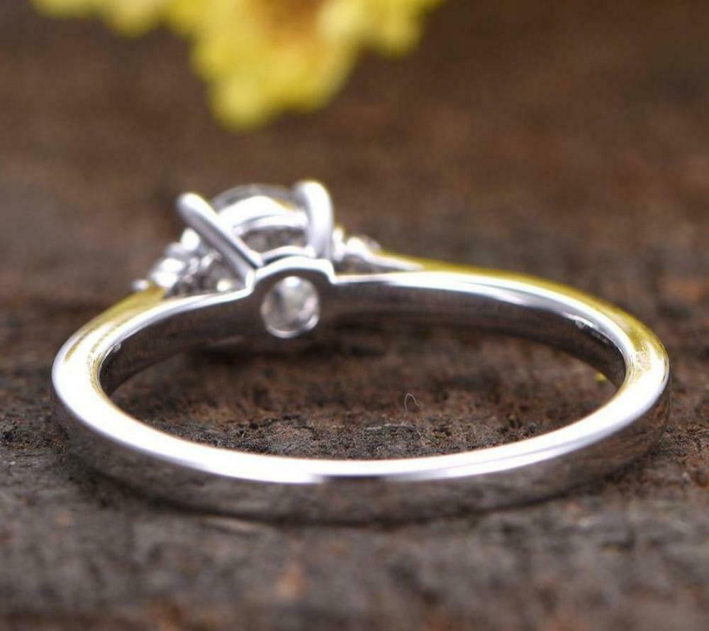 1.50 Ct Round Cut 925 Sterling Silver Three-Stone Engagement Wedding Ring