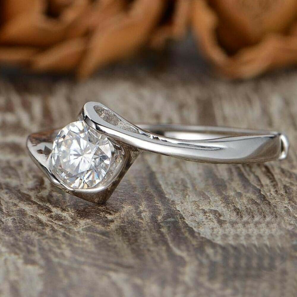 1.50 Ct Round Cut Twisted Promise Ring 925 Sterling Silver