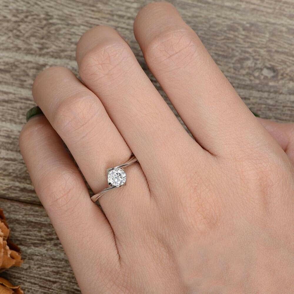 1.50 Ct Round Cut Twisted Promise Ring 925 Sterling Silver