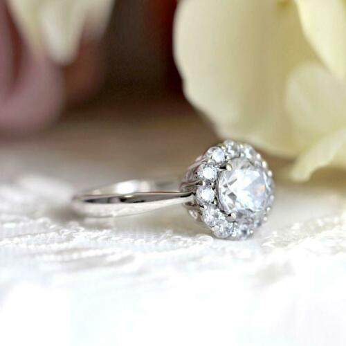 1.20 Ct Round Cut Diamond 925 Sterling Silver Halo Engagement Wedding Ring