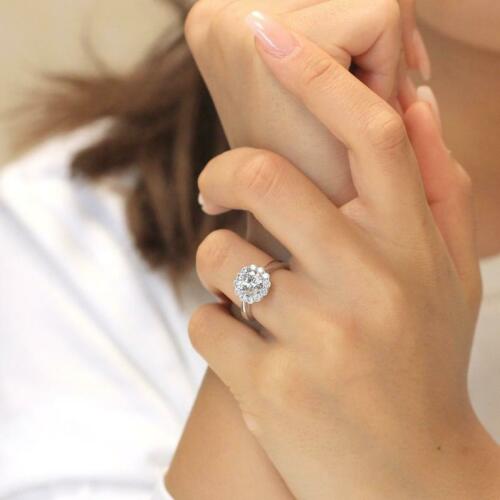 1.20 Ct Round Cut Diamond 925 Sterling Silver Halo Engagement Wedding Ring