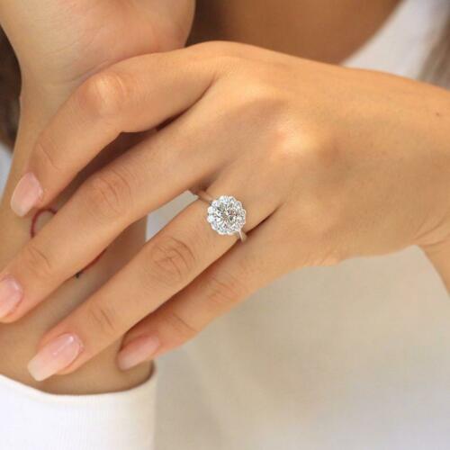 1.20 Ct Round Cut Diamond 925 Sterling Silver Halo Engagement Wedding Ring
