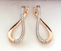 0.75 Ct Round Cut Diamond Rose Gold Over On 925 Sterling Silver Latch Back Earrings