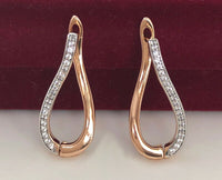 0.75 Ct Round Cut Diamond Rose Gold Over On 925 Sterling Silver Latch Back Earrings