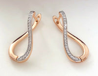 0.75 Ct Round Cut Diamond Rose Gold Over On 925 Sterling Silver Latch Back Earrings