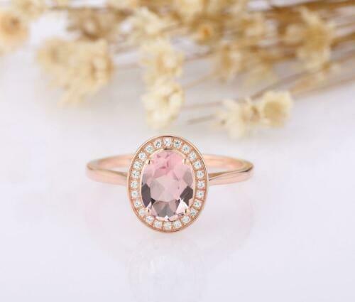 2.25 Ct Oval Cut Pink Morganite Rose Gold Over On 925 Sterling Silver Halo Engagement Ring