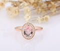2.25 Ct Oval Cut Pink Morganite Rose Gold Over On 925 Sterling Silver Halo Engagement Ring