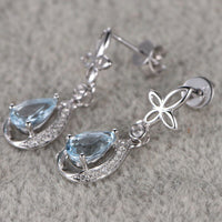 2.25 Ct Pear Cut Aquamarine Dangle Anniversary Gift Earrings In 925 Sterling Silver