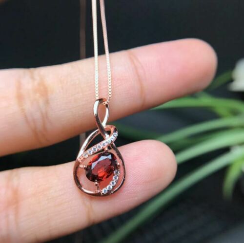 1 Ct Oval Cut Red Garnet & Diamond Accent Teardrop Women's Pendant 925 Sterling Silver