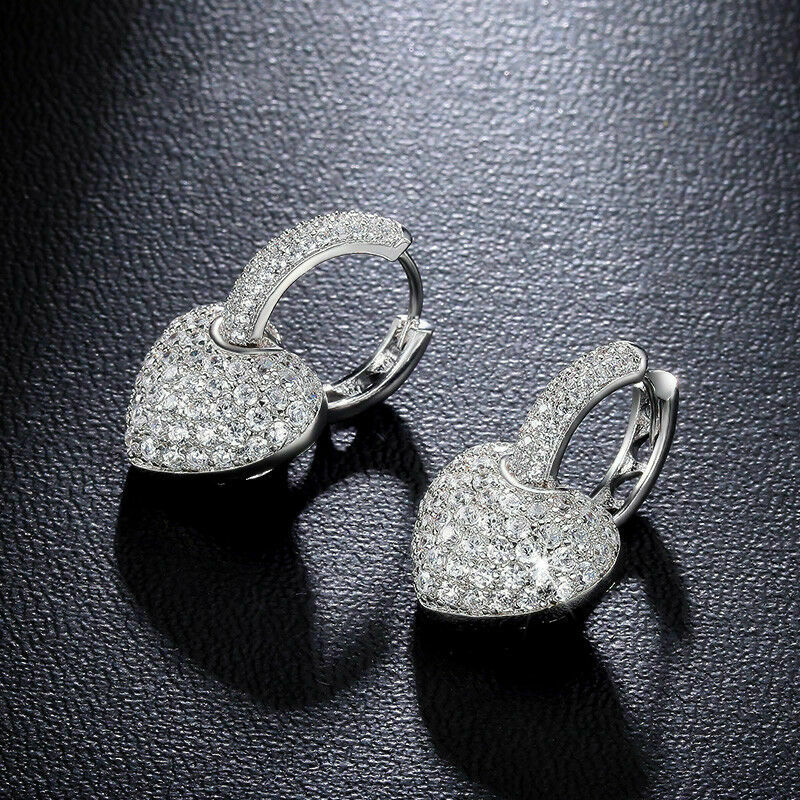 0.50 Ct Round Cut White Diamond 925 Sterling Silver Heart Shape Stud Earrings