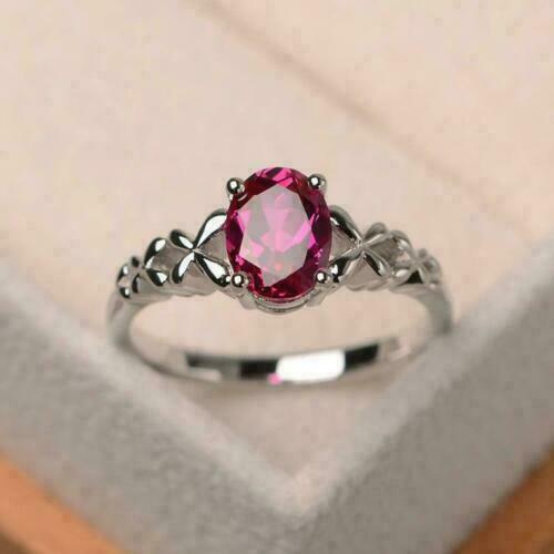 1.75 Ct Oval Cut Red Ruby Solitaire Women's Promise Ring 925 Sterling Silver