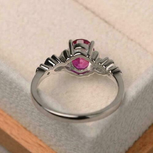 1.75 Ct Oval Cut Red Ruby Solitaire Women's Promise Ring 925 Sterling Silver