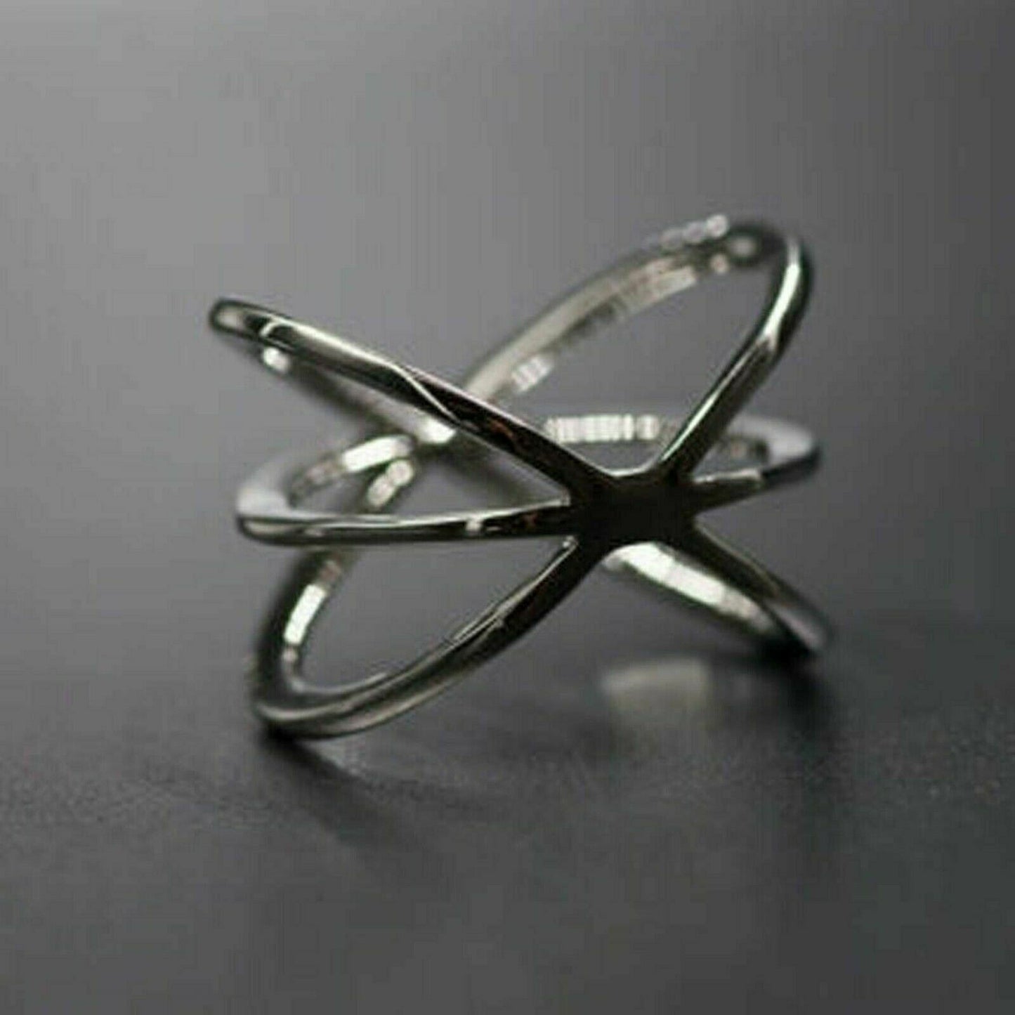 0.50 Ct Round Cut White Diamond 14K White Gold Over On 925 Silver Criss Cross Unique Ring