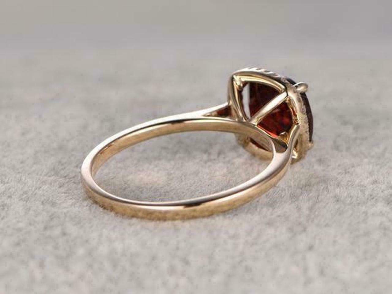 2.50 Ct Cushion Cut Red Garnet Rose Gold Over On 925 Sterling Silver Halo Engagement Ring
