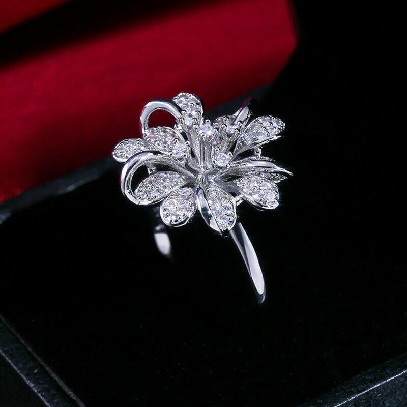 0.75 Ct Round Cut Diamond 925 Sterling Silver Floral Engagement Wedding Ring