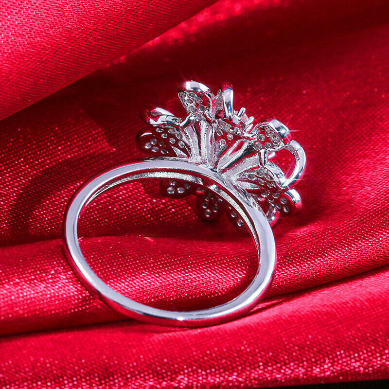 0.75 Ct Round Cut Diamond 925 Sterling Silver Floral Engagement Wedding Ring